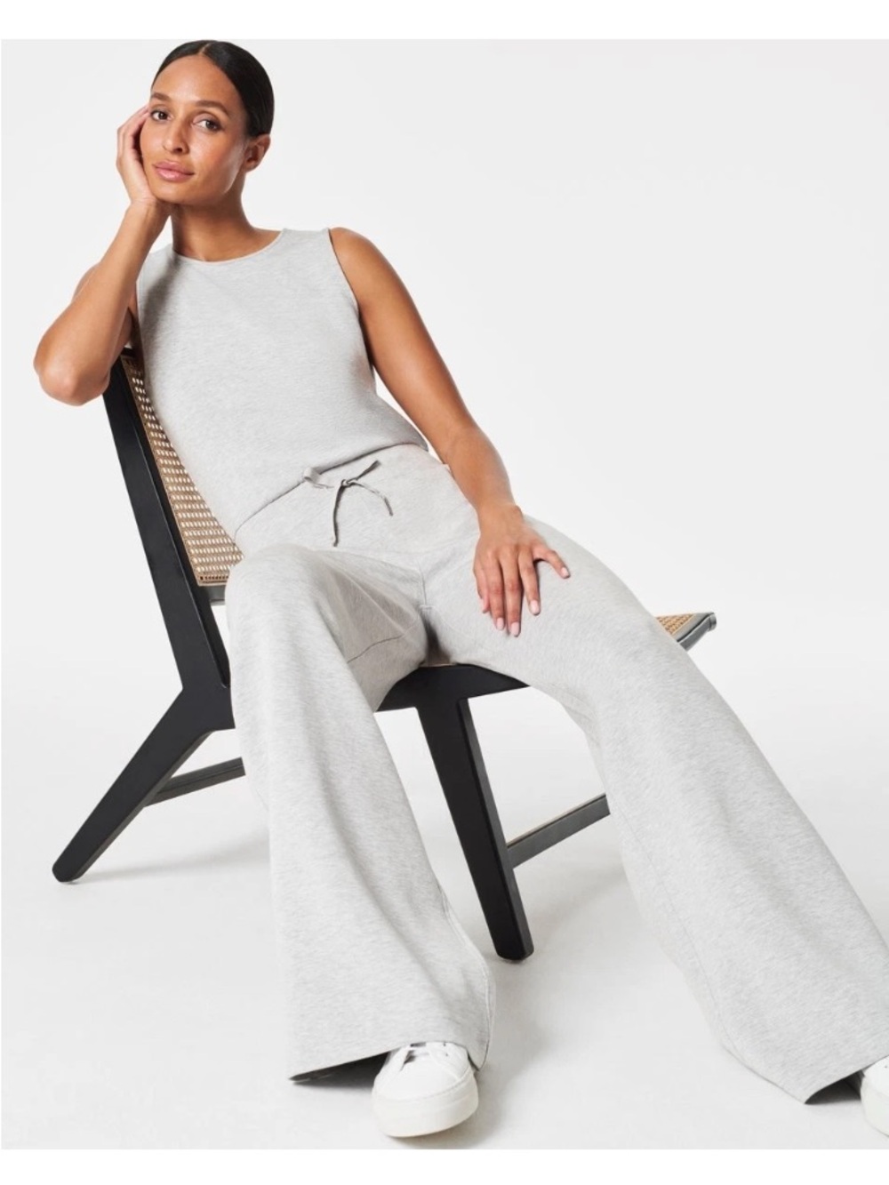 Spanx AirEssentials Sleeveless Jumpsuit Wide Leg Light Grey Lux Women’s XL